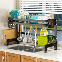 Kitchen Sink Storage Rack Dish Rack Carbon Steel Tableware Shelf