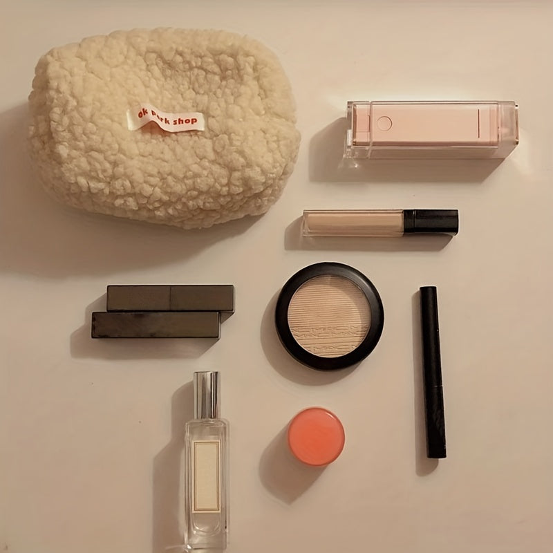 Large Plush Makeup Bag Y2K Accessories Cosmetic Organizer Travel