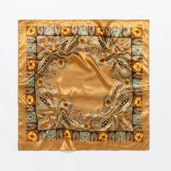 Paisley Print Big Square Scarf Golden Classic Shawl Bandana Women Head Wrap