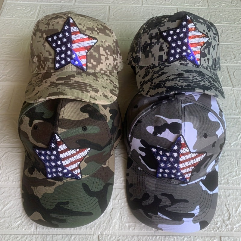 Sequin Flag Camouflage Hat Baseball Hat Outdoor Sports Cap