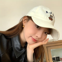 Bear Embroidered Baseball Cap Cotton Casual Sunshade Dad Hat