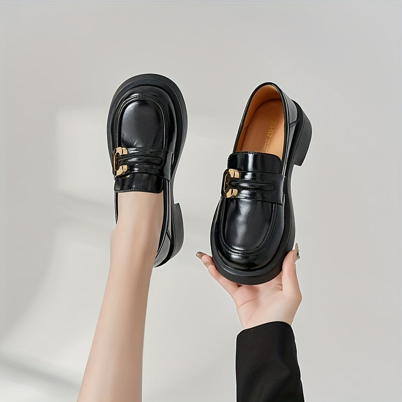 Metal Decor Loafers Closed Toe Slip On Shoes Women's Shoes