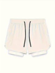 Men's Double Layer Sports Shorts with Pocket