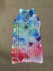 Geometric Print Swimsuit Cover Up Side Split V Neck Beach Cover Up Dress