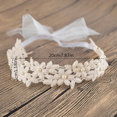 Lace Pearl & Diamond Headband - Hair Accessory for Baby Girls