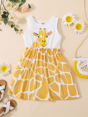 Toddler Girls Giraffe Embroidery Dress Casual Summer Clothes