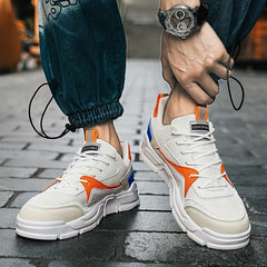 Men's Block Sneakers Wear resistant Non slip Lace Up Mesh Breathable