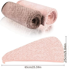 Microfiber Hair Towel with Button Soft and Absorbent Hair Drying Towel