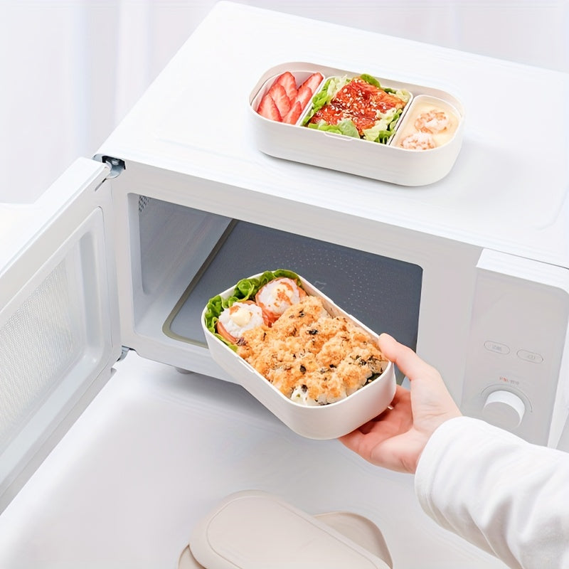 Japanese Style Bento Box 3 Grid Divided Lunch Box with Tableware
