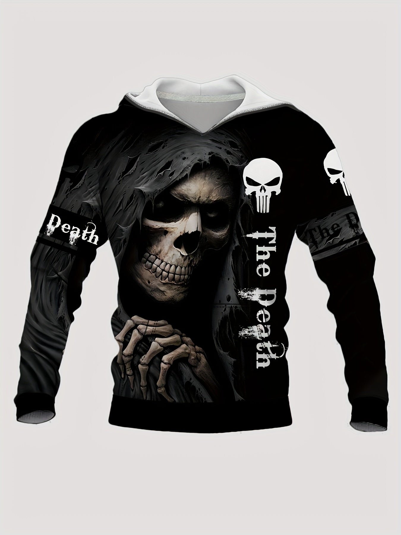 Skull 3D Print Hoodie Mens Graphic Pullover with Pocket