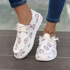Women's Baseball Pattern Lace-up Skateboard Shoes