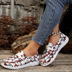 Santa Claus Pattern Flat Walking Shoes Casual Low Top Sneakers