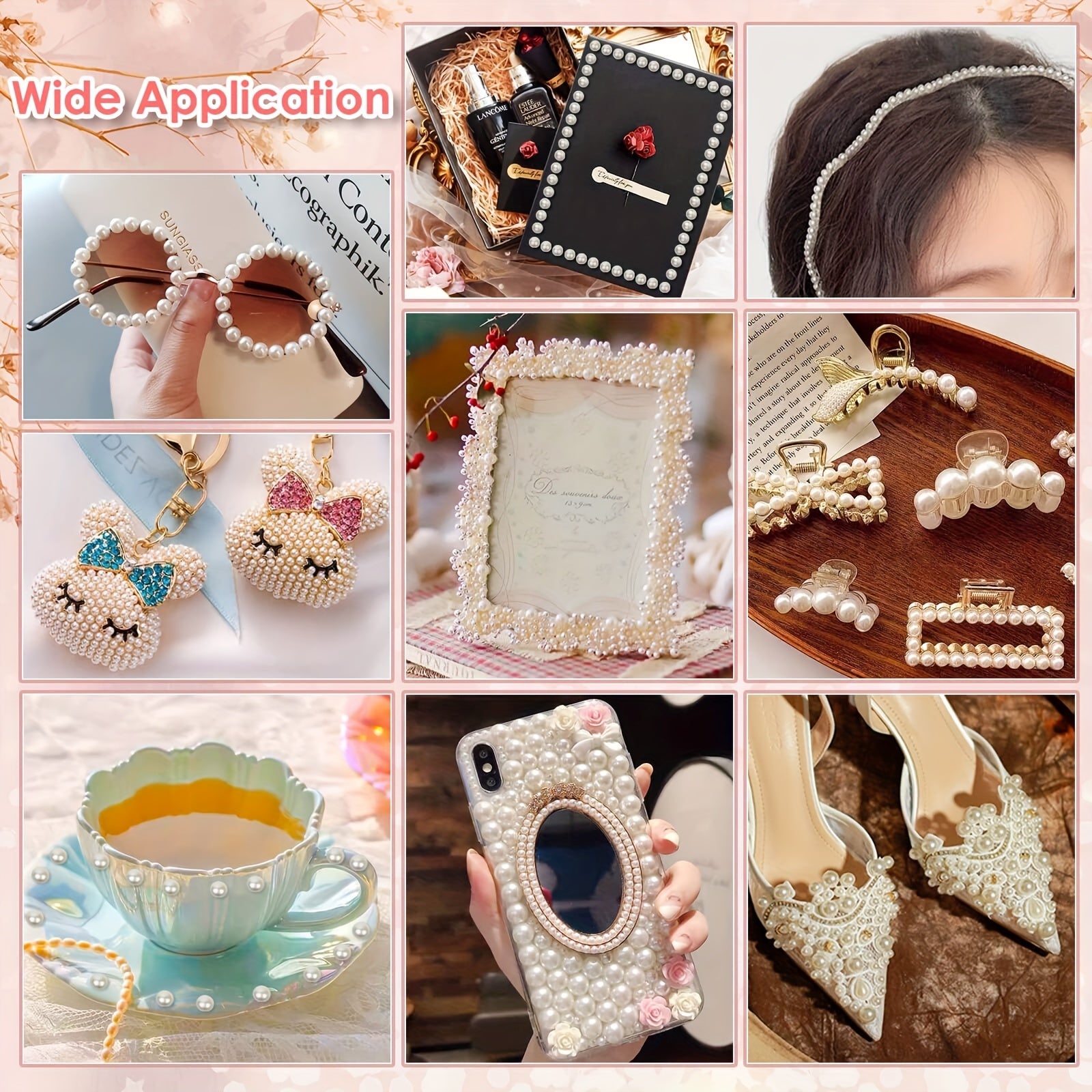 3090pcs Pearl Sticker Gems for Hair Face Makeup Nails Crafts