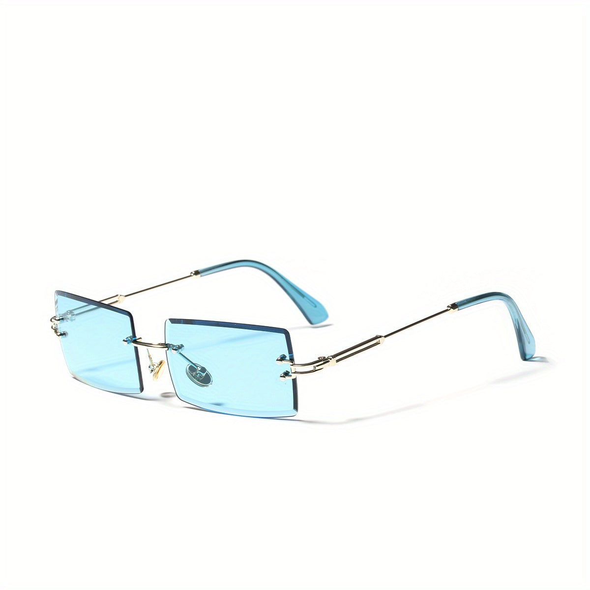 Women's Rectangle Rimless Sunglasses Metal Square UV400 Sun Shades
