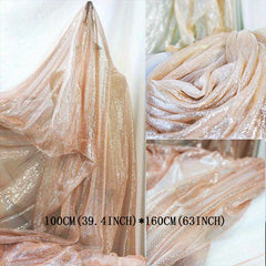 Golden Silk Cloth Champagne Mesh Stage Dress Fabric