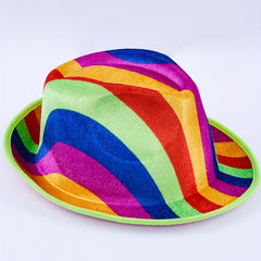Rainbow Pride Fedora Cap Short Brim Felt Hat LGBT Jazz Hats