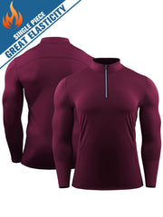 Men's Compression Shirt 1/4 Zip Pullover Long Sleeve Base Layer