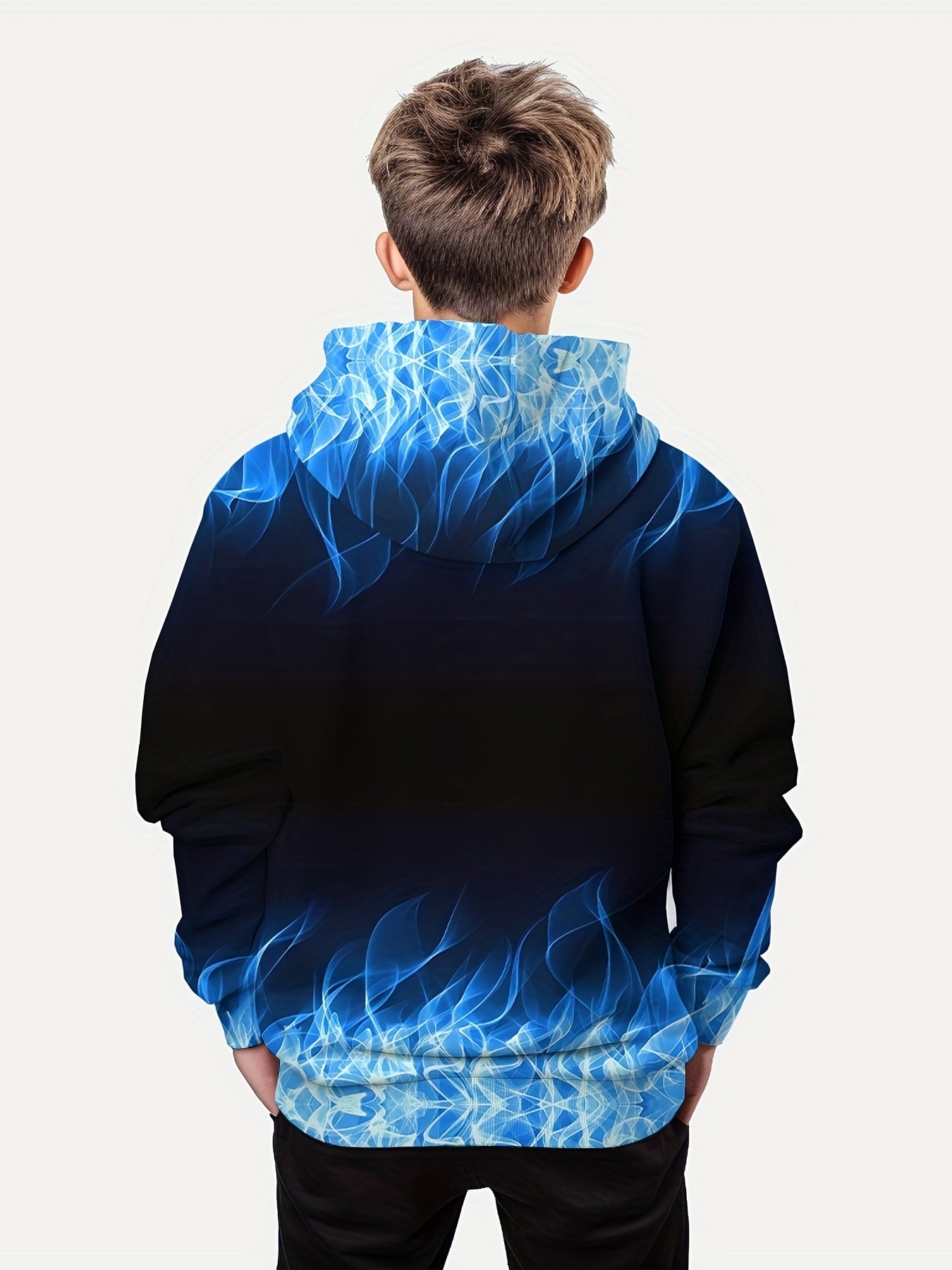 Boys 3D Print Flame Graphic Hoodie