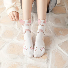 5 Pairs Cat Print Socks Lightweight Women's Stockings & Hosiery