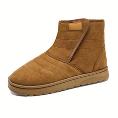 Thermal Fur Lined Snow Boots Suede Mid Calf Boots Round Toe Warm Winter Boots