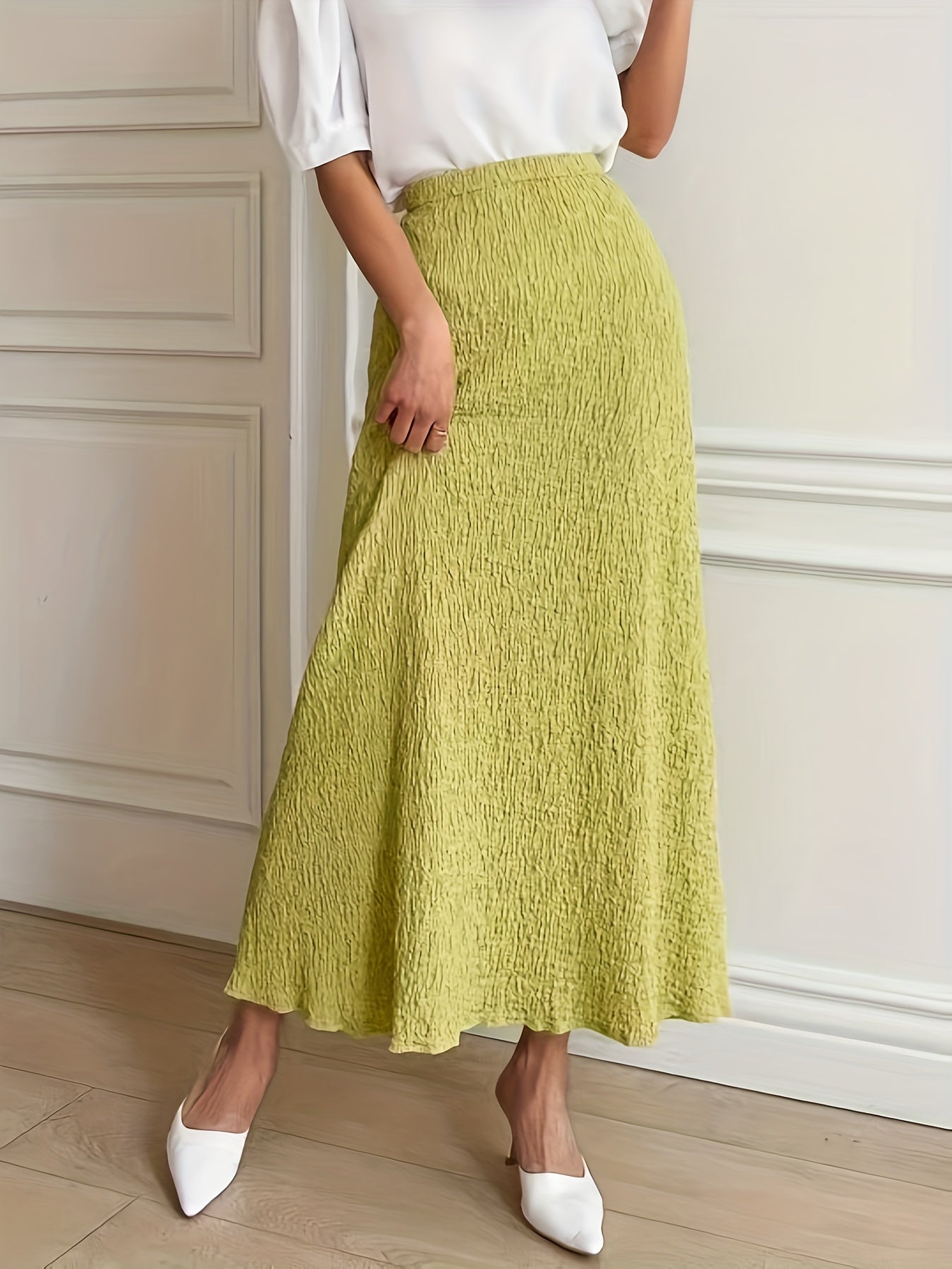 High Waist Textured Bodycon Skirt for Women