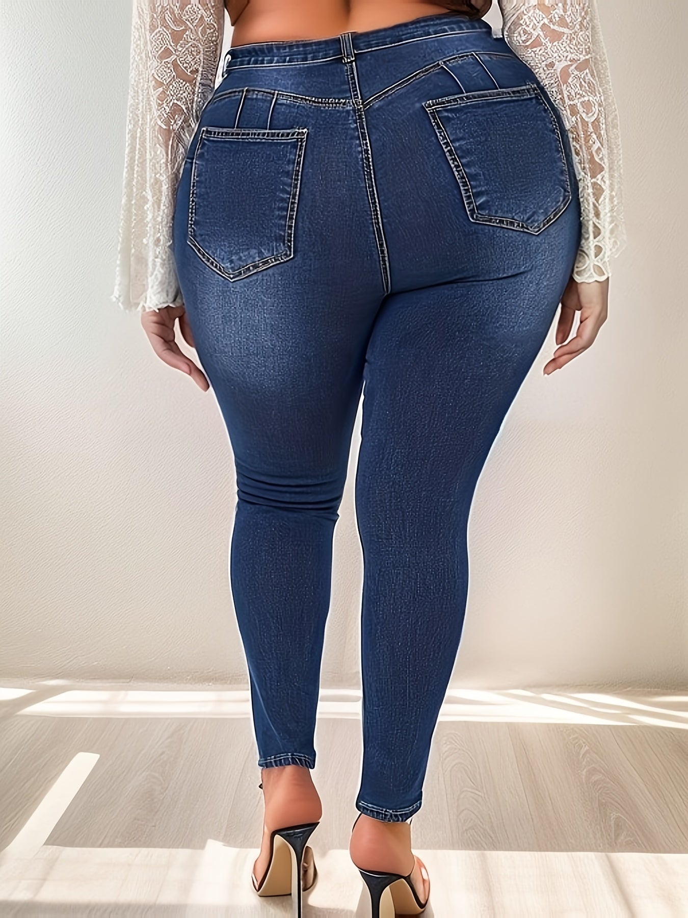 Solid High Rise High Stretch Skinny Jeans