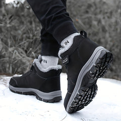 Men's Snow Boots Hook Loop Fastener Warm Fleece Plush Comfy Ankle Boots