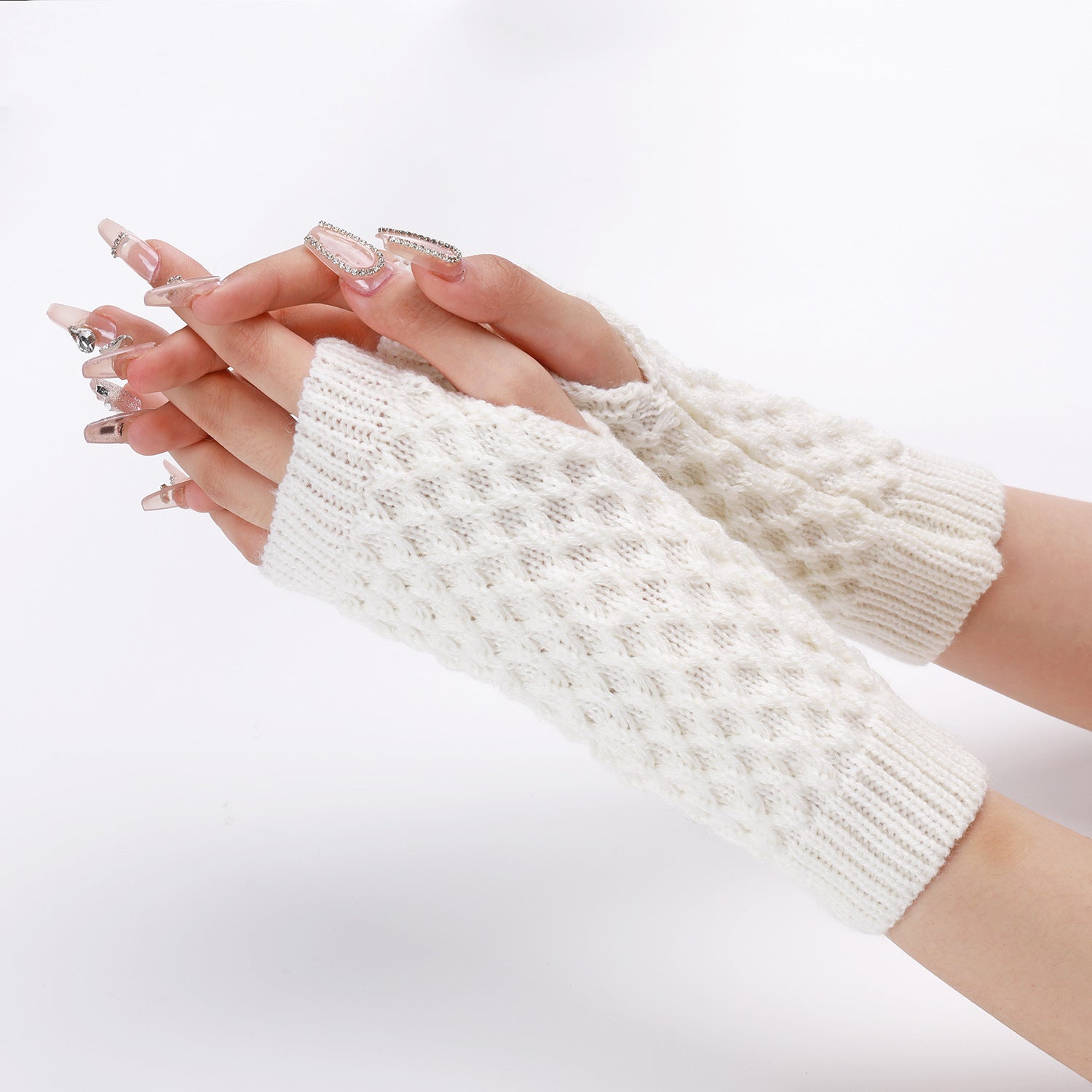 Pineapple Flower Knit Gloves Arm Sleeves for Women