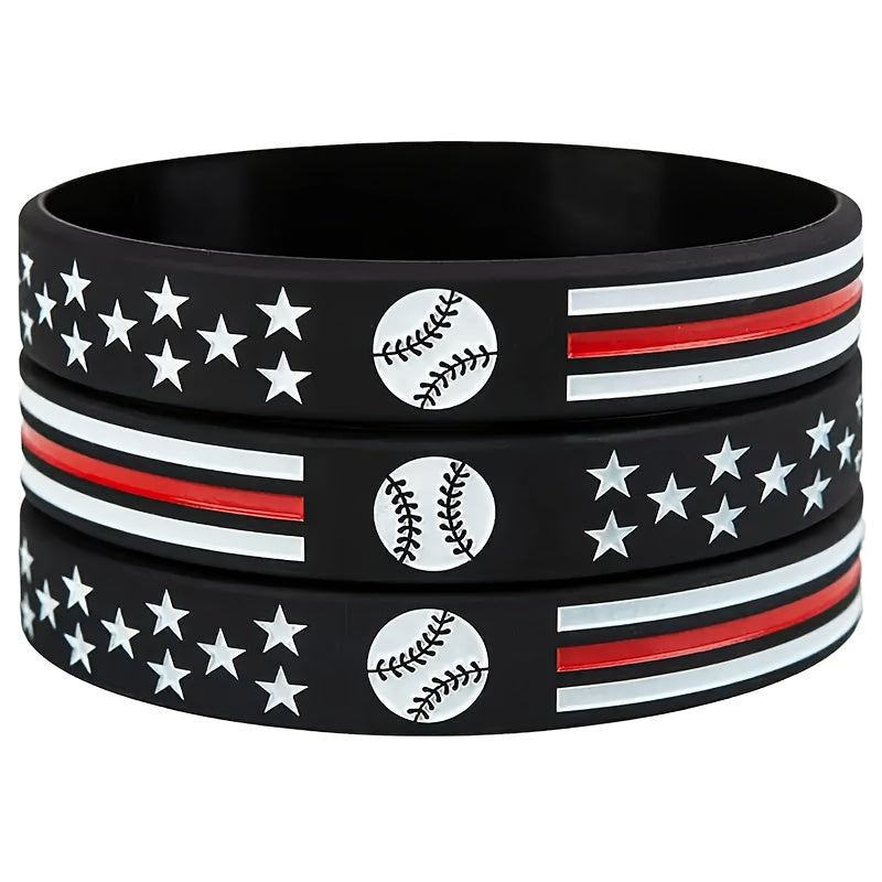 2pcs Baseball Softball Bracelet Sports Rubber Bracelet Running Elastic Bracelet