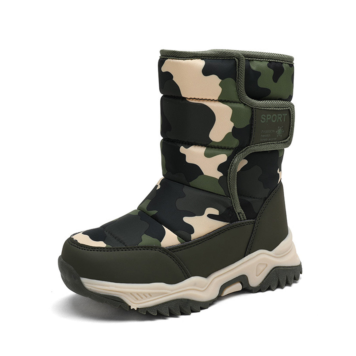 Kids Snow Boots Boys Girls Winter Boots Warm Outdoor Boots Grey Green