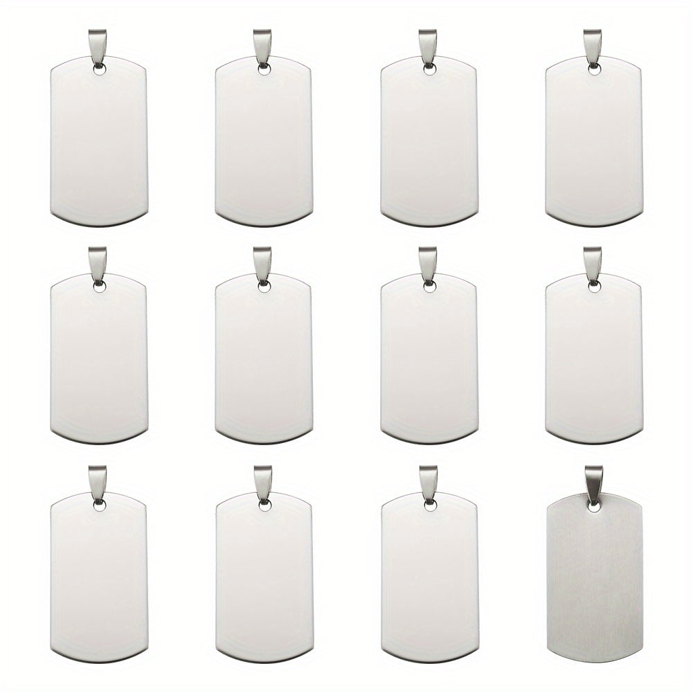 50pcs Stainless Steel Blank Tag Pendants Necklace Jewelry Making