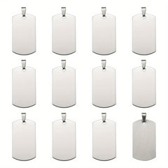 50pcs Stainless Steel Blank Tag Pendants Necklace Jewelry Making