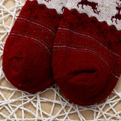 Elk Print Christmas Socks, Comfy & Warm Women's Stockings & Hosiery