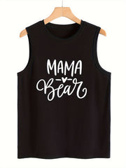 Heart & Mama Letter Pattern Stretchy Sports Vest Women's Activewear