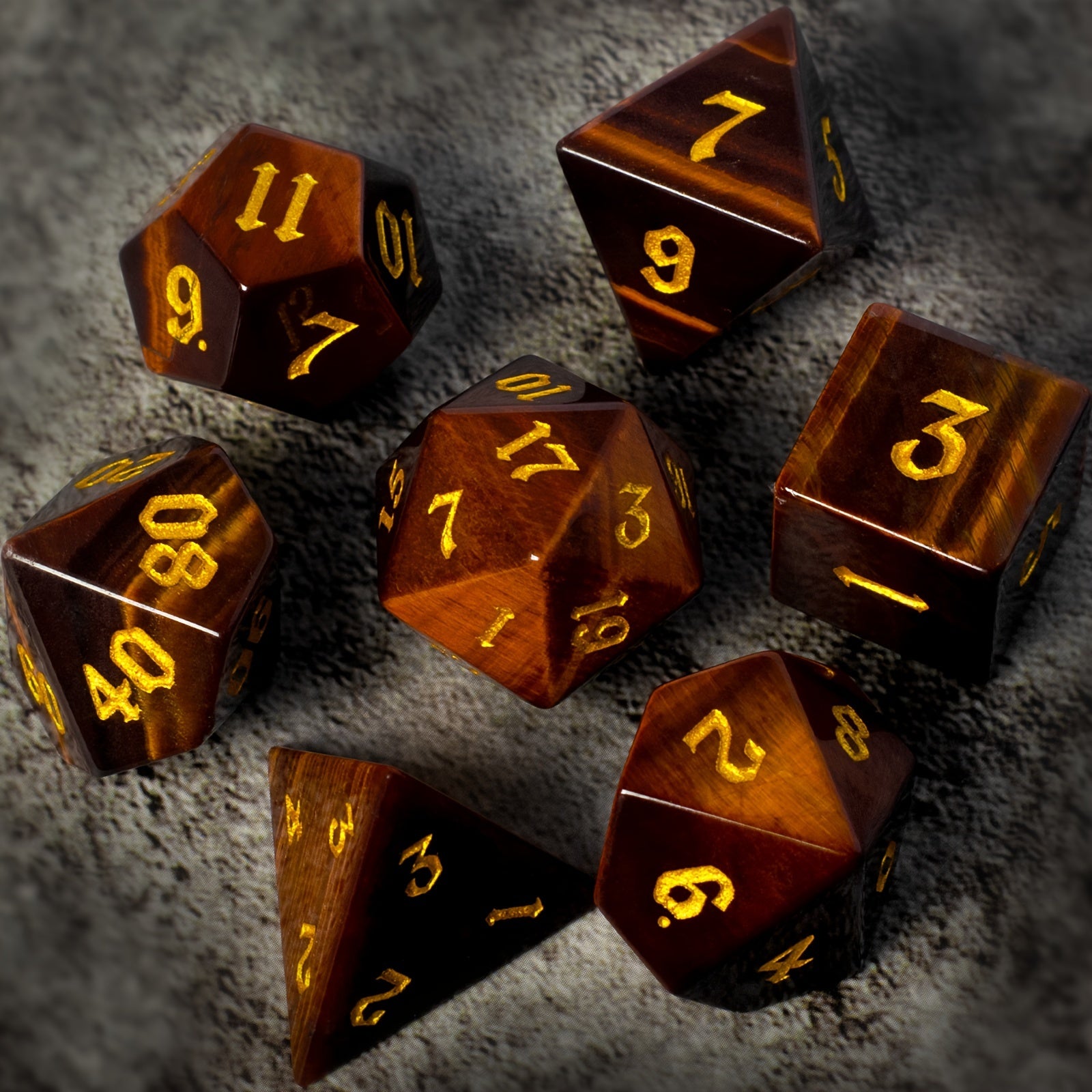 7pcs Red Tiger's Eye Gemstone Dices For RPG Games