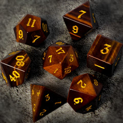 7pcs Red Tiger's Eye Gemstone Dices For RPG Games