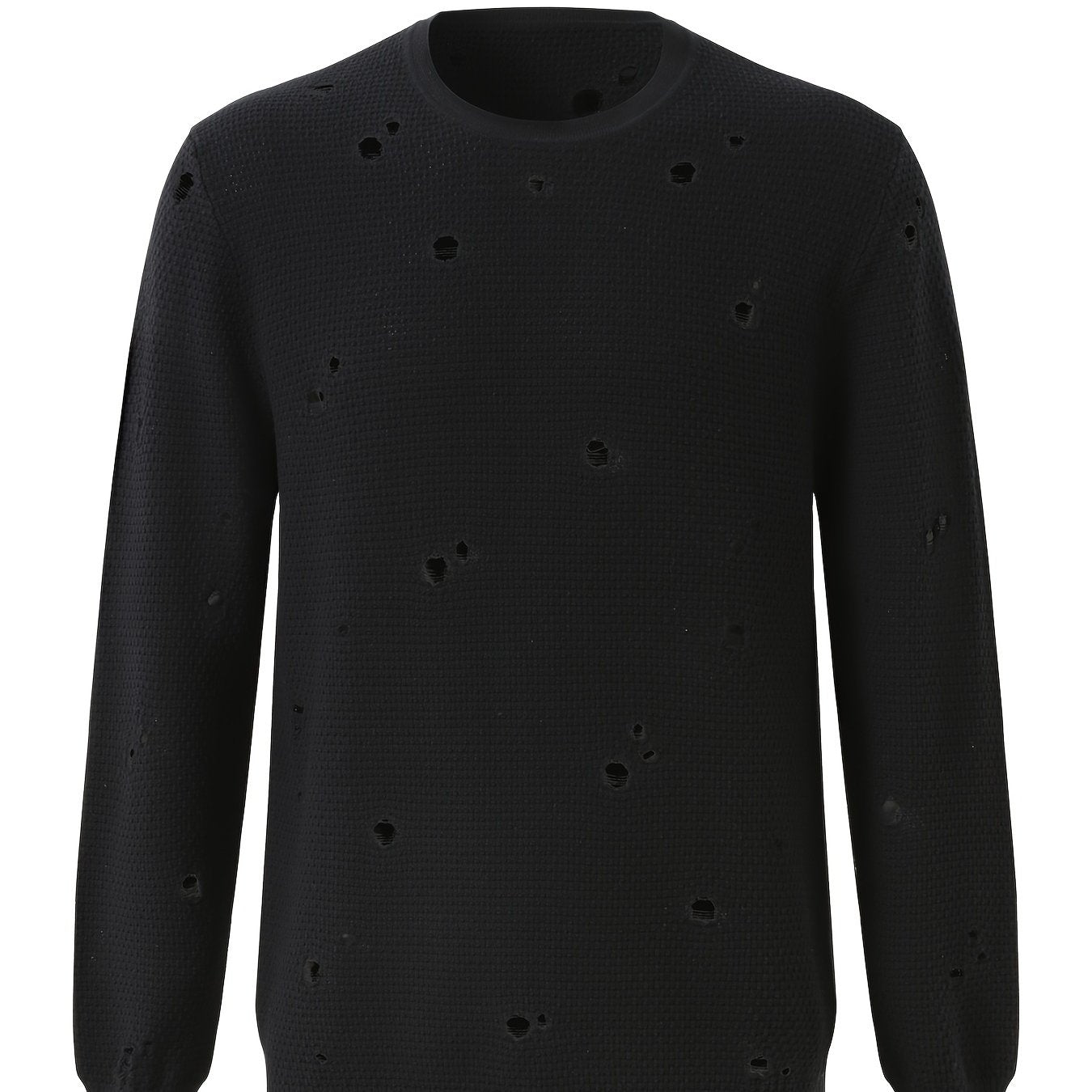 Men's Knit Hollow Out Sweater Long Sleeve Crew Neck Thermal Top