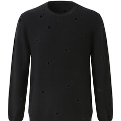 Men's Knit Hollow Out Sweater Long Sleeve Crew Neck Thermal Top