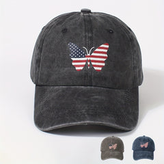 Independence Butterfly Baseball Cap Flag Patriotic Distressed Dad Hat