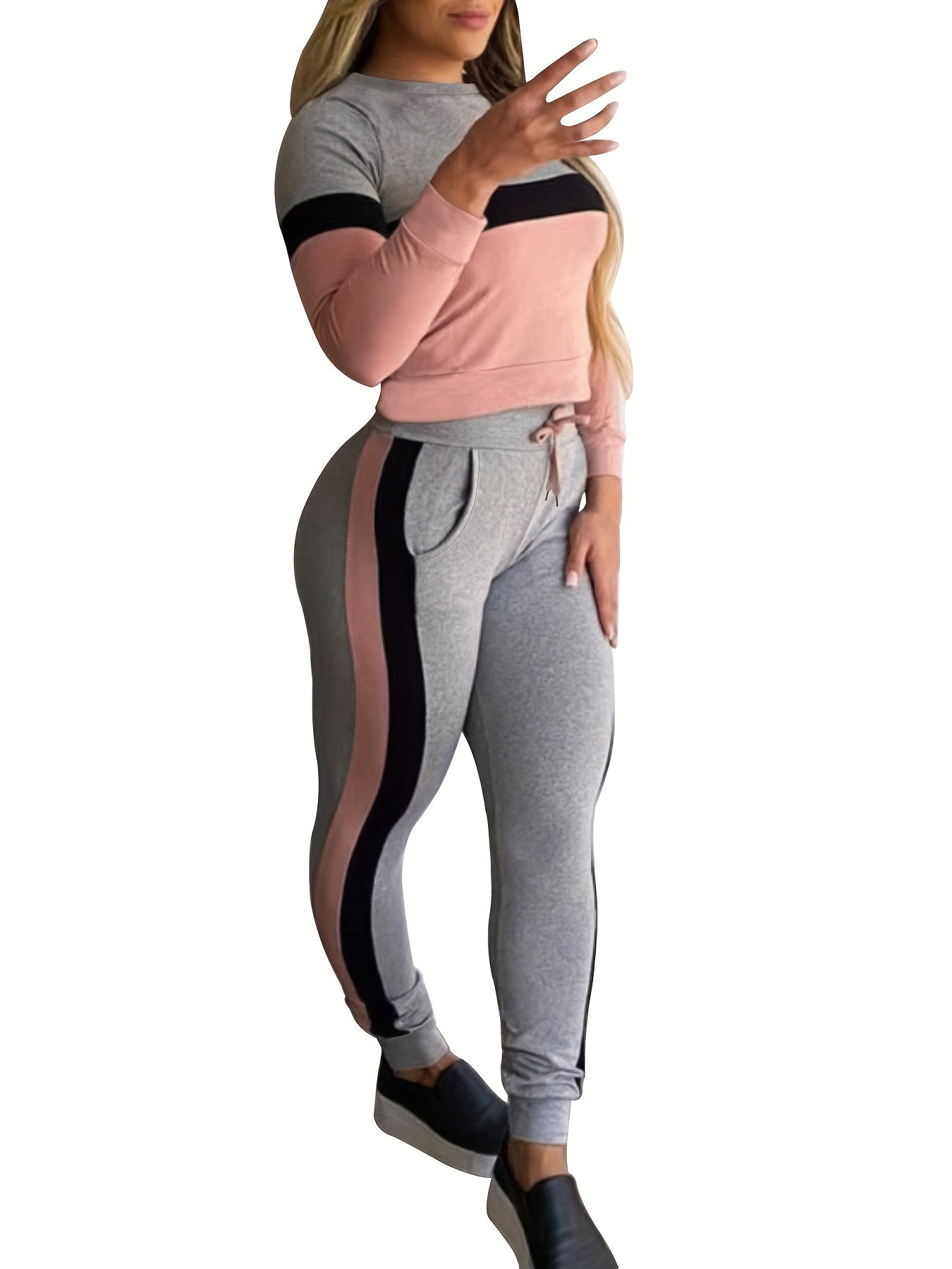 Women's Plus Colorblock Top & Joggers Set