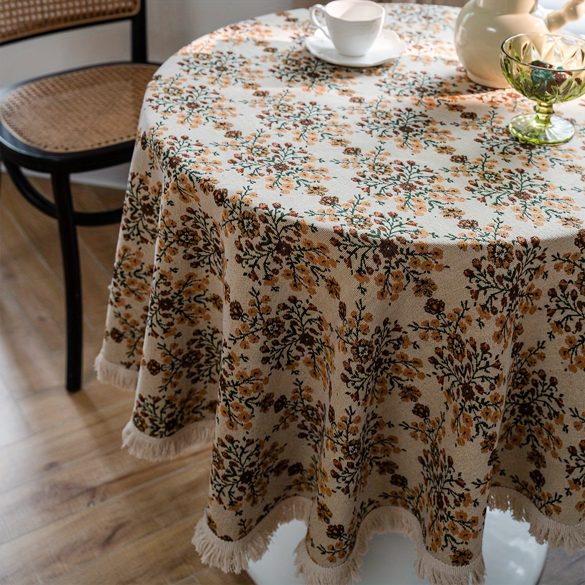Polyester Round Table Cloth Jacquard Geometric Table Cover
