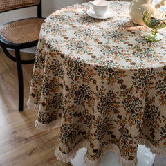 Polyester Round Table Cloth Jacquard Geometric Table Cover