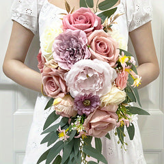 Romantic Bridal Bouquet for Outdoor Wedding with Artificial Flowers