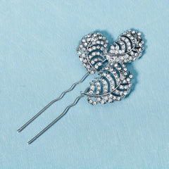 Rhinestone Leaf Hair Pin Bridal Wedding Accessory