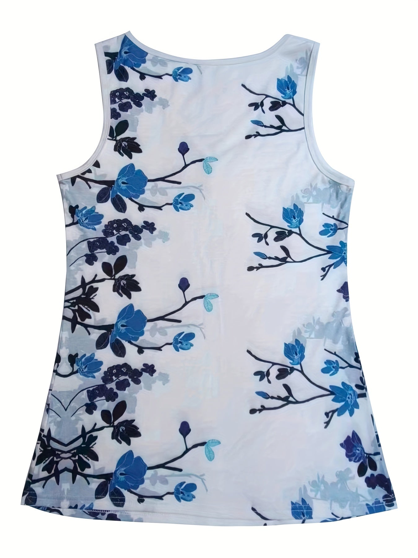 Floral Print Button Front Tank Top V Neck Sleeveless Summer Top