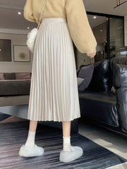 High Waist Pleated Skirt Casual Women's Clothing