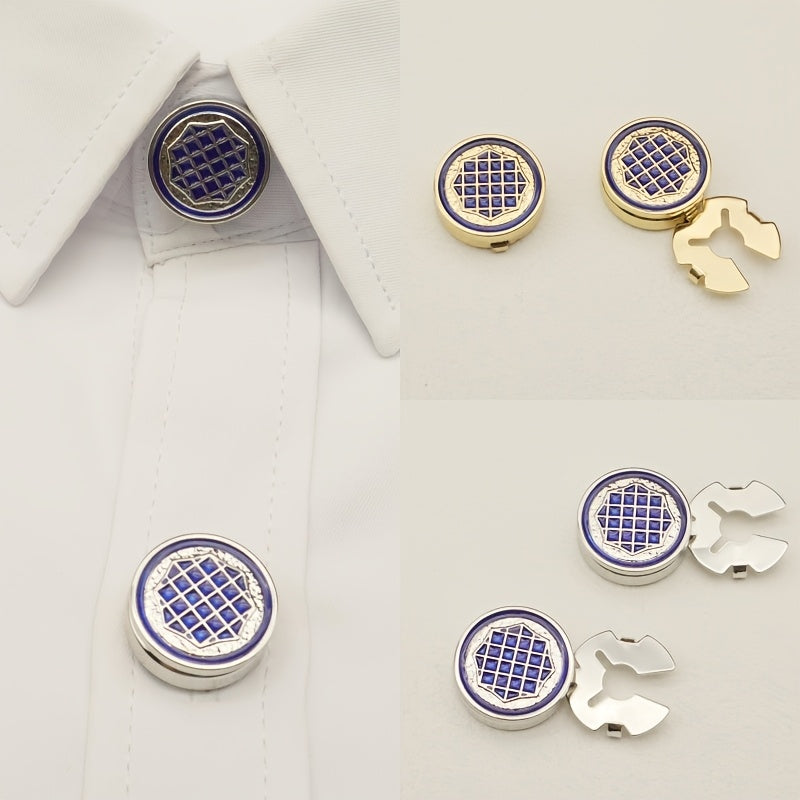 Golden Tone Checkered Button Covers for Men & Women