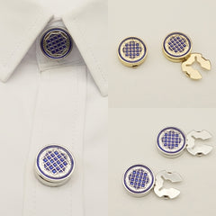 Golden Tone Checkered Button Covers for Men & Women