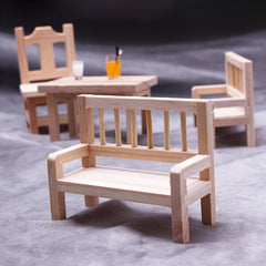 Wooden Backrest Chair Dollhouse Furniture Micro Scale Home Decor DIY