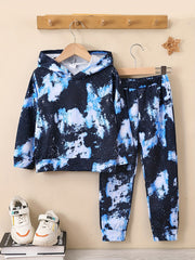 Boys' Hooded Sweatshirt & Pants Set Tie Dyed Print Outfit
